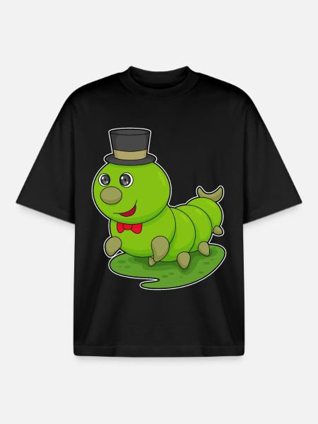 Caterpillar Gentleman Top Hat - Boxy Heavyweight Unisex Organic T-Shirt by Stanley/Stella - black