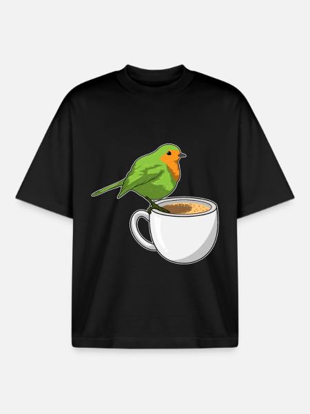 Bird Coffee Mug - Boxy Heavyweight Unisex Organic T-Shirt by Stanley/Stella - black