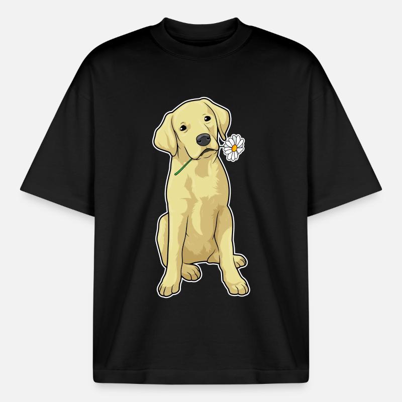 Labrador Gänseblümchen - Boxy Heavyweight Unisex Organic T-Shirt von Stanley/Stella - Schwarz