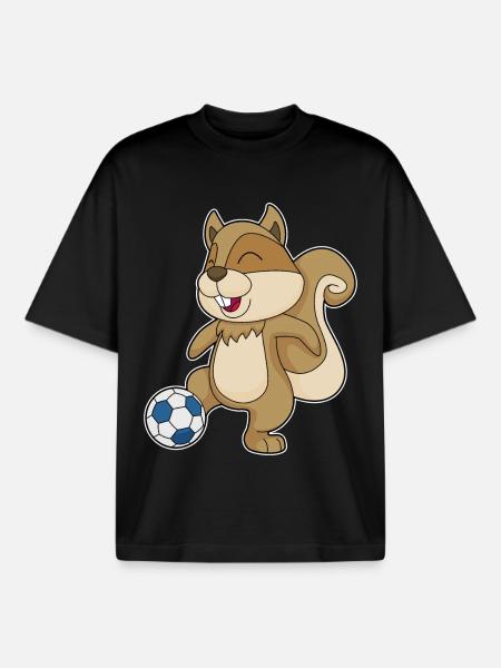 Squirrel Football Player Football - Boxy Heavyweight Unisex Organic T-Shirt by Stanley/Stella - black