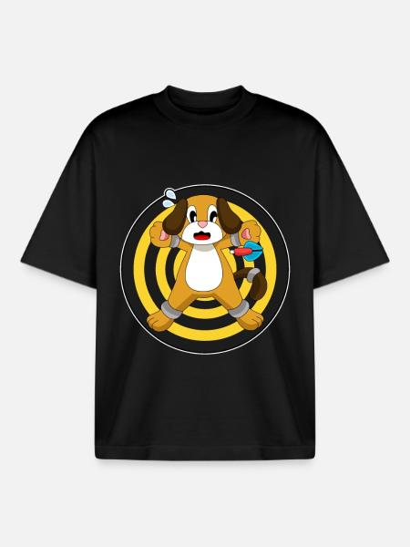 Dog Dart Dart Dartboard - Boxy Heavyweight Unisex Organic T-Shirt by Stanley/Stella - black