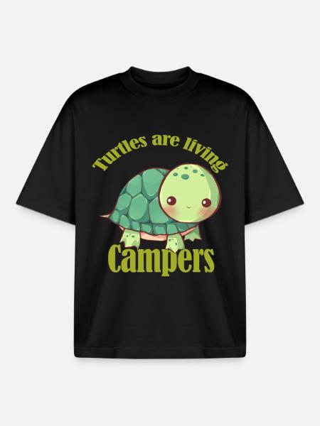 Turtles are living caravans - Boxy Heavyweight Unisex Organic T-Shirt by Stanley/Stella - black