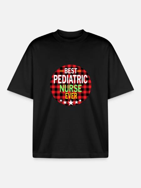 Pediatric Nurse - Best Pediatric Nurse Ever - Boxy Heavyweight Unisex Organic T-Shirt by Stanley/Stella - black