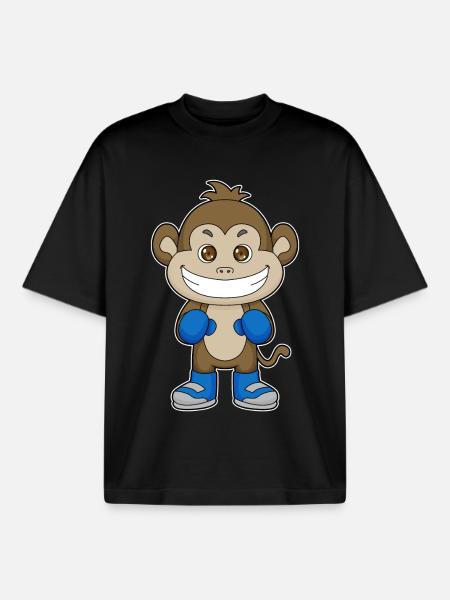 Monkey Boxer Boxing Gloves Boxing - Boxy Heavyweight Unisex Organic T-Shirt by Stanley/Stella - black