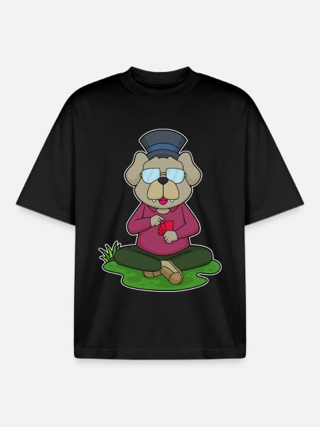 Dog Poker Poker Cards - Boxy Heavyweight Unisex Organic T-Shirt by Stanley/Stella - black