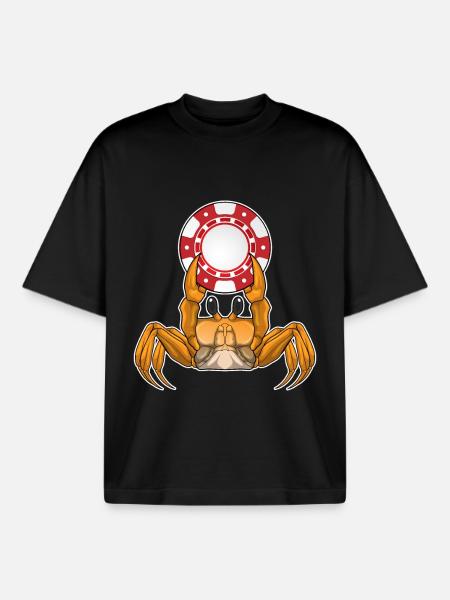 Crab Poker Poker Chips - Boxy Heavyweight Unisex Organic T-Shirt by Stanley/Stella - black