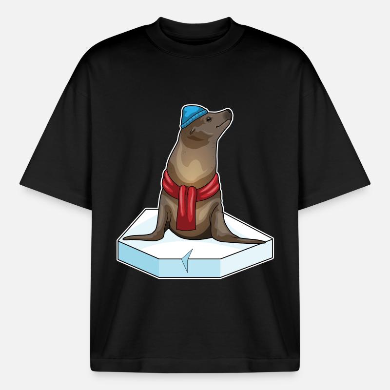 Seehund Eisscholle - Boxy Heavyweight Unisex Organic T-Shirt von Stanley/Stella - Schwarz