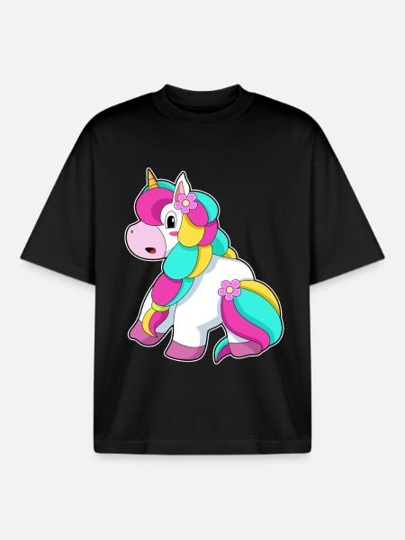 Unicorn Flower - Boxy Heavyweight Unisex Organic T-Shirt by Stanley/Stella - black