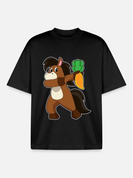 Cheval Carotte - T-shirt unisexe boxy épais biologique Stanley/Stella - noir