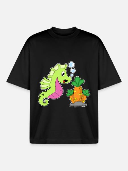 Hippocampe Carotte - T-shirt unisexe boxy épais biologique Stanley/Stella - noir
