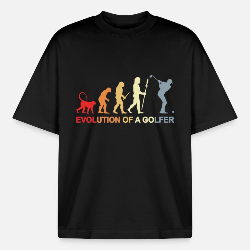 Golfer Evolution - Heavyweight Unisex Boxy T-Shirt von stanley/stella	 - Schwarz