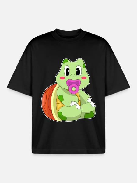 Turtle Baby Soother - Boxy Heavyweight Unisex Organic T-Shirt by Stanley/Stella - black
