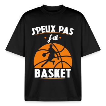 Je Peux Pas J ai Basket Cadeau Joueur De Basket - T-shirt unisexe boxy épais biologique Stanley/Stella - noir - Devant - AI Model Male 185 light (185cm) & AI Model Female 172 dark (172cm)