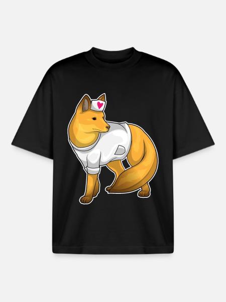 Fuchs Nurse Heart - Boxy Heavyweight Unisex Organic T-Shirt by Stanley/Stella - black