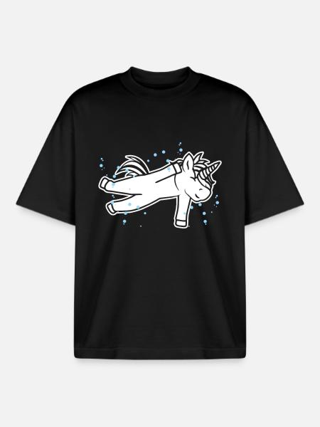 Licornes nageuses - T-shirt unisexe boxy épais biologique Stanley/Stella - noir