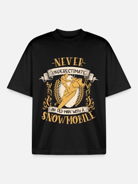 Snowmobile Snowmobiler Winter Gift - Boxy Heavyweight Unisex Organic T-Shirt by Stanley/Stella - black