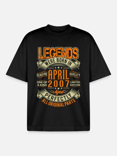 2007 April Birthday Legend - Boxy Heavyweight Unisex Organic T-Shirt by Stanley/Stella - black