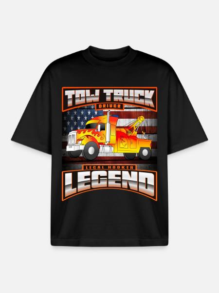TOW TRUCK DRIVER USA - Boxy Heavyweight Unisex Organic T-Shirt by Stanley/Stella - black
