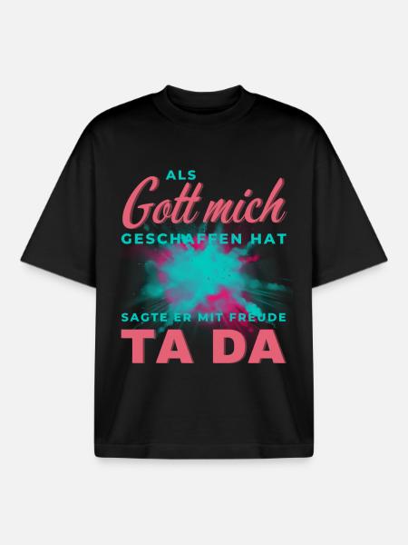Bunter Schrift-Splash TA DA - Boxy Heavyweight Unisex Organic T-Shirt von Stanley/Stella - Schwarz