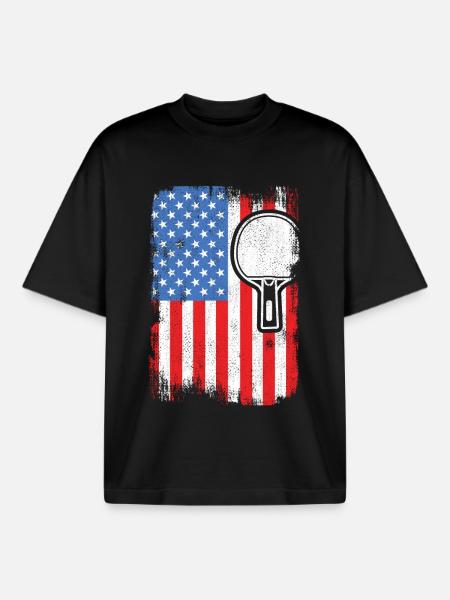 4 July Table tennis - Boxy Heavyweight Unisex Organic T-Shirt by Stanley/Stella - black