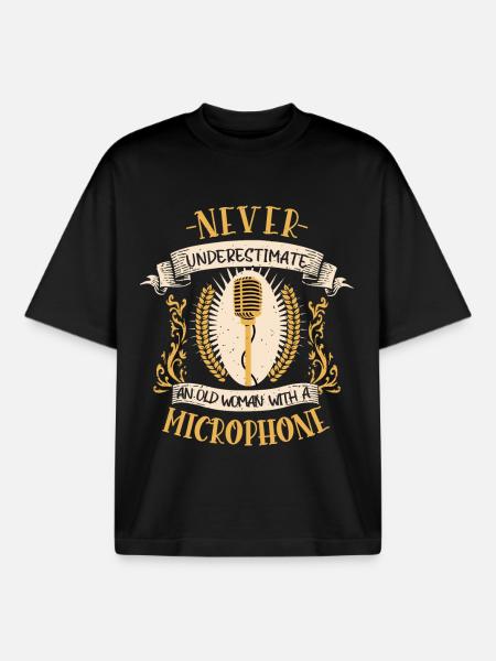 singer musician singing microphone gift - Boxy Heavyweight Unisex Organic T-Shirt by Stanley/Stella - black