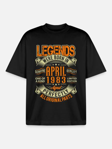 1983 April Birthday Legend - Boxy Heavyweight Unisex Organic T-Shirt by Stanley/Stella - black
