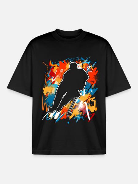 Hockey sur glace - T-shirt unisexe boxy épais biologique Stanley/Stella - noir