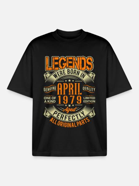 1979 April Birthday Legend - Boxy Heavyweight Unisex Organic T-Shirt by Stanley/Stella - black