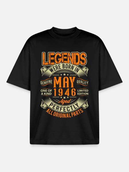 1946 May Birthday Legend - Boxy Heavyweight Unisex Organic T-Shirt by Stanley/Stella - black
