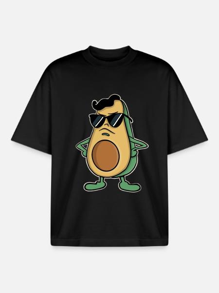 Avocado Sunglasses Cool Funny - Boxy Heavyweight Unisex Organic T-Shirt by Stanley/Stella - black