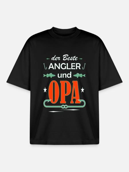 Beste Angler und Opa - Boxy Heavyweight Unisex Organic T-Shirt von Stanley/Stella - Schwarz