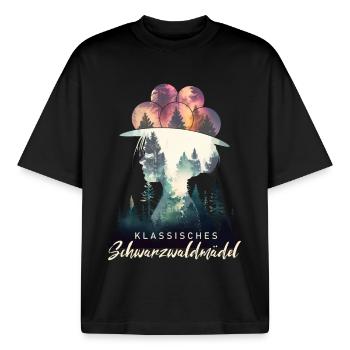 Klassisches Schwarzwaldmädel Schwarzwald Bollenhut - Boxy Heavyweight Unisex Organic T-Shirt von Stanley/Stella - Schwarz - Vorne - AI Model Male 185 light (185cm) & AI Model Female 172 dark (172cm)
