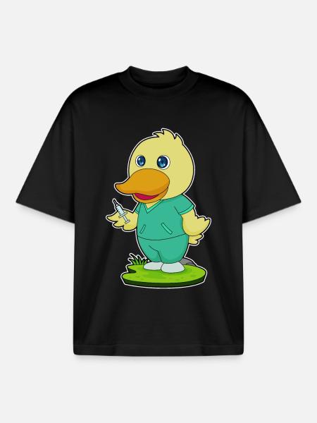 Infirmière Canard Vie Quotidienne - T-shirt unisexe boxy épais biologique Stanley/Stella - noir