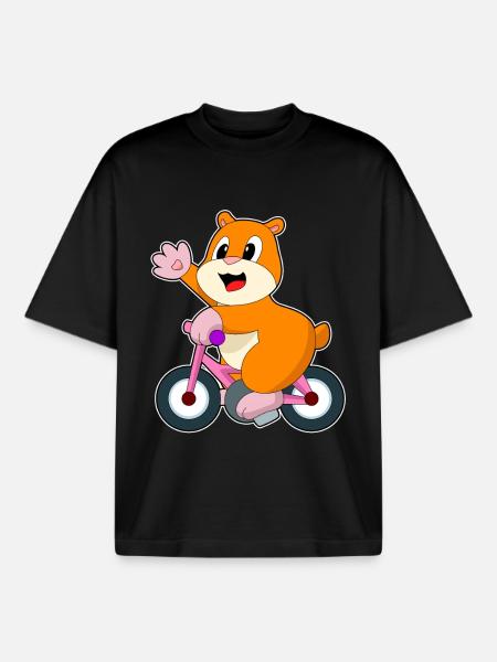 Hamster Bike - Boxy Heavyweight Unisex Organic T-Shirt by Stanley/Stella - black