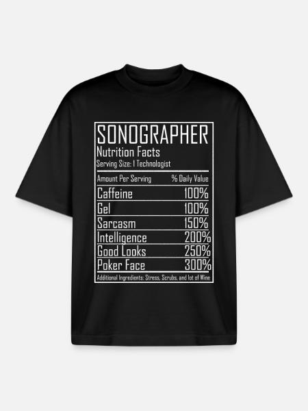 Ultrasound Tech Sonographer Radiology Nutrition - Boxy Heavyweight Unisex Organic T-Shirt by Stanley/Stella - black