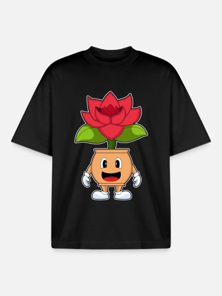 Rose drôle - T-shirt unisexe boxy épais biologique Stanley/Stella - noir