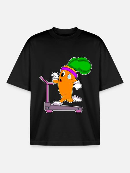 Carrot Workout Treadmill Fitness - Boxy Heavyweight Unisex Organic T-Shirt by Stanley/Stella - black