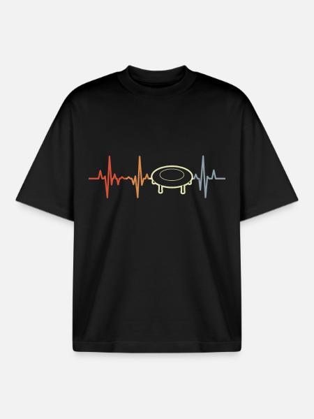 Trampoline heartbeat - Boxy Heavyweight Unisex Organic T-Shirt by Stanley/Stella - black