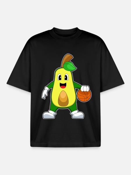 Avocado Basketball Player Basketball - Boxy Heavyweight Unisex Organic T-Shirt by Stanley/Stella - black