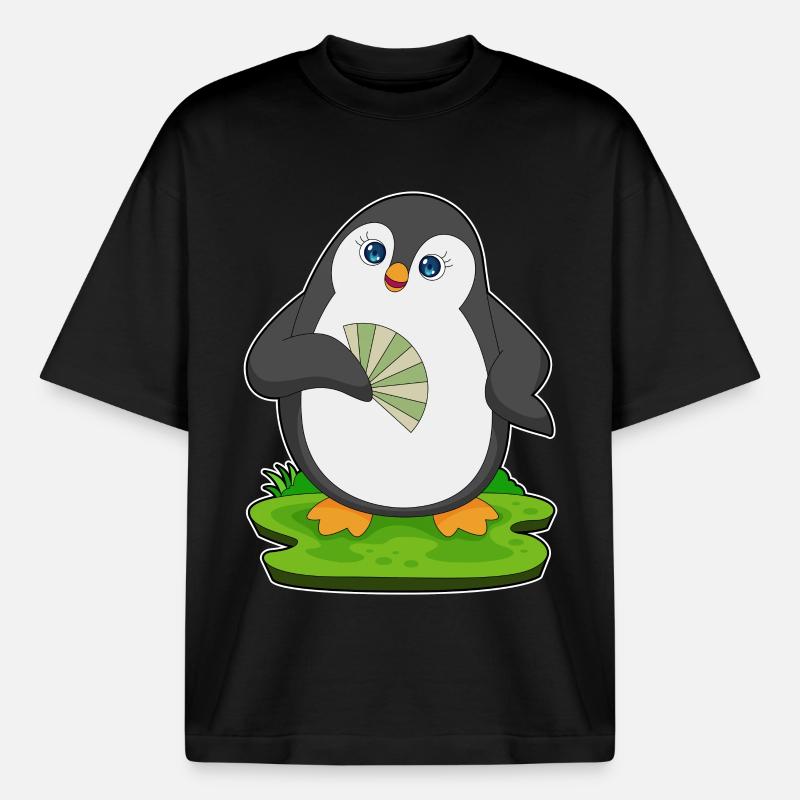 Pinguin Handventilator - Boxy Heavyweight Unisex Organic T-Shirt von Stanley/Stella - Schwarz