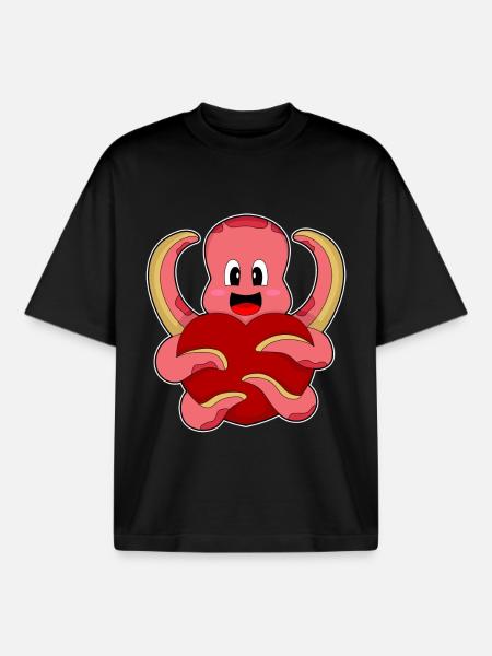 Octopus Heart - Boxy Heavyweight Unisex Organic T-Shirt by Stanley/Stella - black