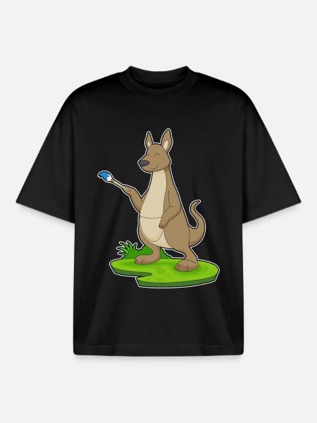 Kangaroo Painter Brush Painting - Boxy Heavyweight Unisex Organic T-Shirt by Stanley/Stella - black
