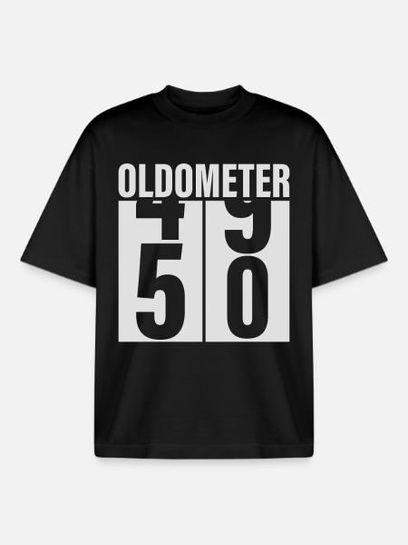 50th birthday Oldometer - Boxy Heavyweight Unisex Organic T-Shirt by Stanley/Stella - black