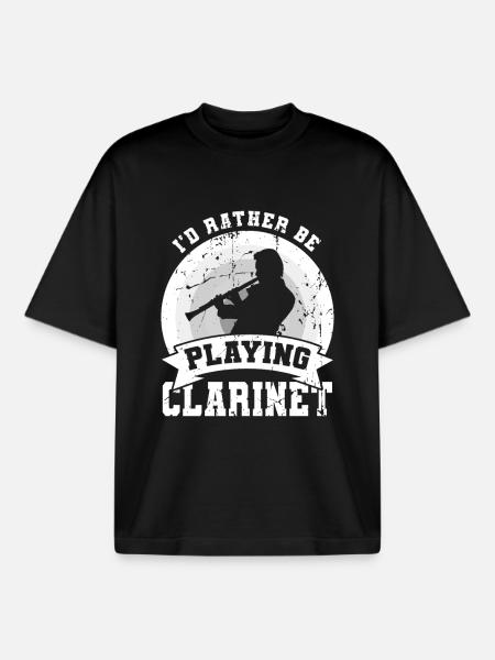Funny clarinet joke - Boxy Heavyweight Unisex Organic T-Shirt by Stanley/Stella - black