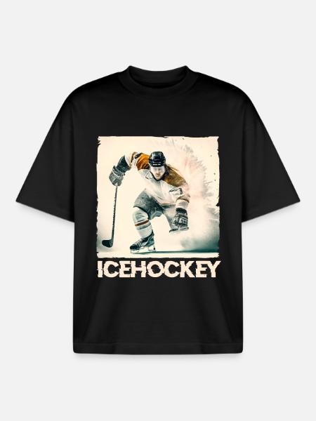 Ice hockey player - Boxy Heavyweight Unisex Organic T-Shirt by Stanley/Stella - black