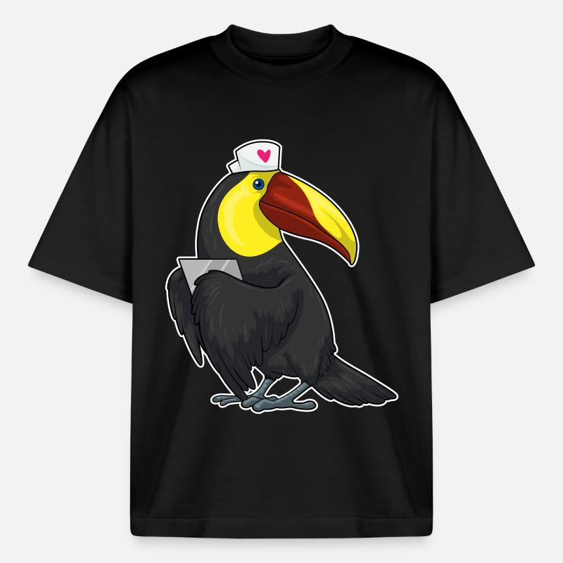 Bloc-notes de Toucan Nurse - T-shirt unisexe boxy épais biologique Stanley/Stella - noir