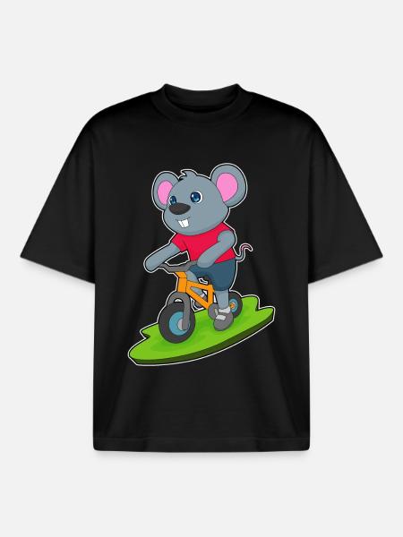 Vélo souris - T-shirt unisexe boxy épais biologique Stanley/Stella - noir