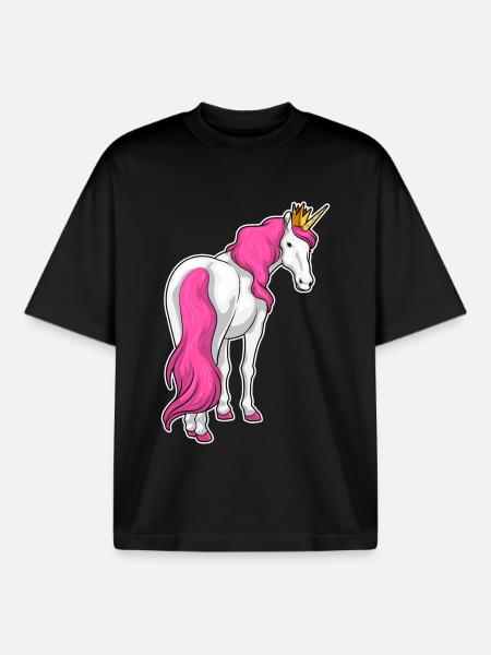 Unicorn Crown - Boxy Heavyweight Unisex Organic T-Shirt by Stanley/Stella - black