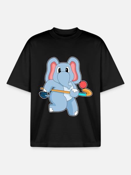 Elefant Feldhockey Feldhockeyschläger - Boxy Heavyweight Unisex Organic T-Shirt von Stanley/Stella - Schwarz