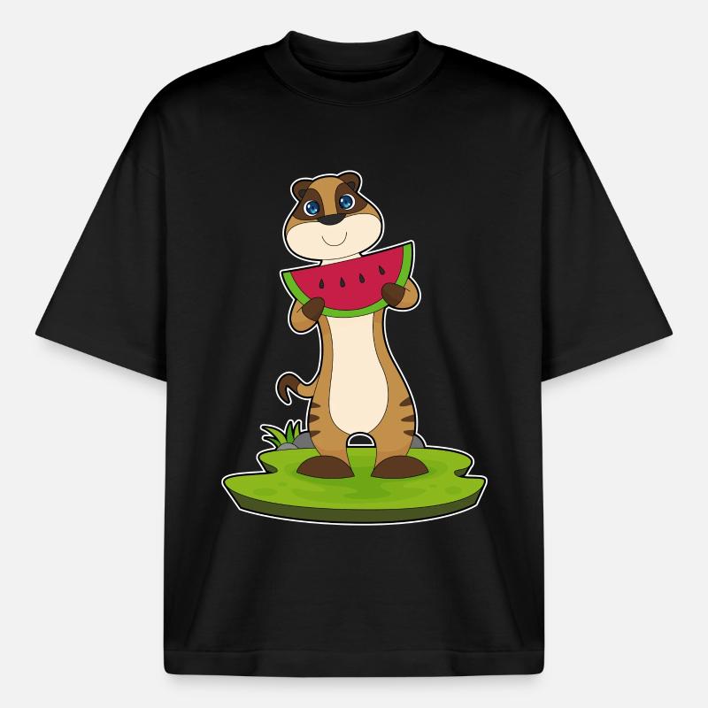 Suricate fruit de pastèque - T-shirt unisexe boxy épais biologique Stanley/Stella - noir